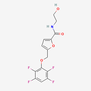 N-(2-hydroxyethyl)-5-[(2,3,5,6-tetrafluorophenoxy)methyl]furan-2-carboxamide