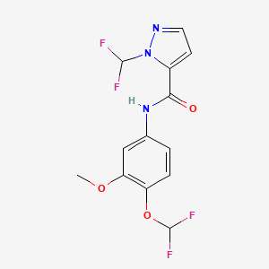 molecular formula C13H11F4N3O3 B4358589 N-[4-(difluoromethoxy)-3-methoxyphenyl]-1-(difluoromethyl)-1H-pyrazole-5-carboxamide 