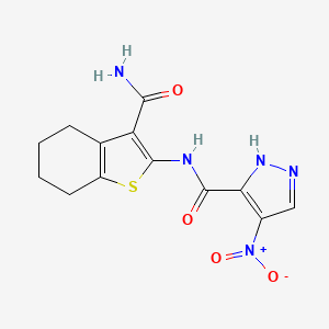 N-[3-(AMINOCARBONYL)-4,5,6,7-TETRAHYDRO-1-BENZOTHIOPHEN-2-YL]-4-NITRO-1H-PYRAZOLE-3-CARBOXAMIDE