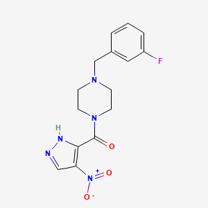 molecular formula C15H16FN5O3 B4358651 [4-(3-FLUOROBENZYL)PIPERAZINO](4-NITRO-1H-PYRAZOL-3-YL)METHANONE 