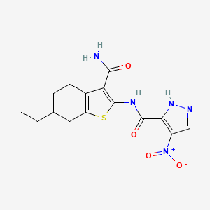 N-[3-(AMINOCARBONYL)-6-ETHYL-4,5,6,7-TETRAHYDRO-1-BENZOTHIOPHEN-2-YL]-4-NITRO-1H-PYRAZOLE-3-CARBOXAMIDE