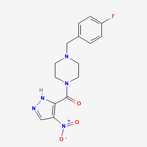 molecular formula C15H16FN5O3 B4358674 [4-(4-FLUOROBENZYL)PIPERAZINO](4-NITRO-1H-PYRAZOL-3-YL)METHANONE 