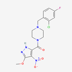 molecular formula C16H17ClFN5O4 B4358700 1-(2-chloro-4-fluorobenzyl)-4-[(3-methoxy-4-nitro-1H-pyrazol-5-yl)carbonyl]piperazine 