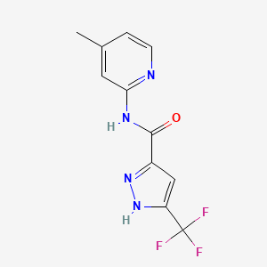 molecular formula C11H9F3N4O B4358706 N-(4-METHYL-2-PYRIDYL)-3-(TRIFLUOROMETHYL)-1H-PYRAZOLE-5-CARBOXAMIDE 