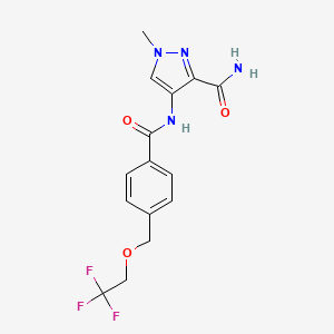 molecular formula C15H15F3N4O3 B4358713 1-methyl-4-({4-[(2,2,2-trifluoroethoxy)methyl]benzoyl}amino)-1H-pyrazole-3-carboxamide 