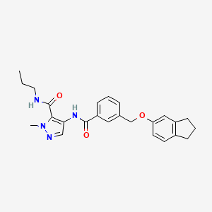 molecular formula C25H28N4O3 B4358721 4-({3-[(2,3-dihydro-1H-inden-5-yloxy)methyl]benzoyl}amino)-1-methyl-N-propyl-1H-pyrazole-5-carboxamide 