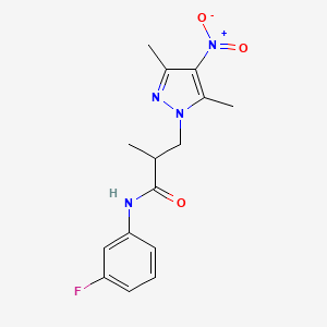 3-(3,5-dimethyl-4-nitro-1H-pyrazol-1-yl)-N-(3-fluorophenyl)-2-methylpropanamide