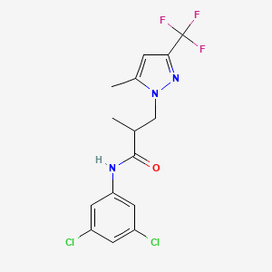 molecular formula C15H14Cl2F3N3O B4358755 N-(3,5-dichlorophenyl)-2-methyl-3-[5-methyl-3-(trifluoromethyl)-1H-pyrazol-1-yl]propanamide 