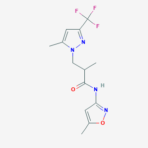 molecular formula C13H15F3N4O2 B4358762 2-methyl-N-(5-methyl-3-isoxazolyl)-3-[5-methyl-3-(trifluoromethyl)-1H-pyrazol-1-yl]propanamide 