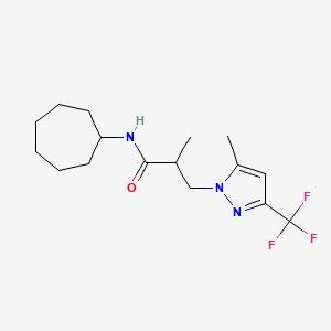 N-cycloheptyl-2-methyl-3-[5-methyl-3-(trifluoromethyl)-1H-pyrazol-1-yl]propanamide