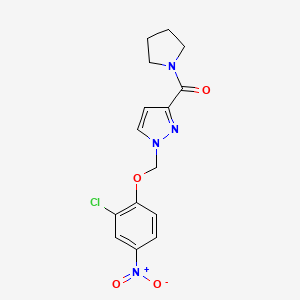 {1-[(2-CHLORO-4-NITROPHENOXY)METHYL]-1H-PYRAZOL-3-YL}(1-PYRROLIDINYL)METHANONE