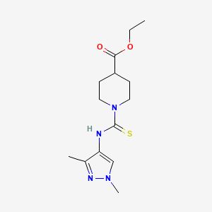 ETHYL 1-{[(1,3-DIMETHYL-1H-PYRAZOL-4-YL)AMINO]CARBOTHIOYL}-4-PIPERIDINECARBOXYLATE