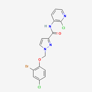 molecular formula C16H11BrCl2N4O2 B4359012 1-[(2-BROMO-4-CHLOROPHENOXY)METHYL]-N-(2-CHLORO-3-PYRIDYL)-1H-PYRAZOLE-3-CARBOXAMIDE 