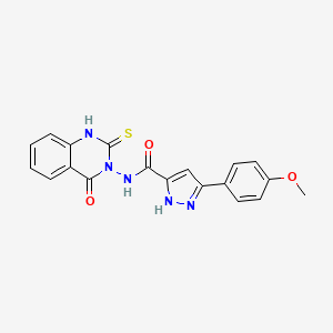 5-(4-METHOXYPHENYL)-N-[4-OXO-2-SULFANYL-3(4H)-QUINAZOLINYL]-1H-PYRAZOLE-3-CARBOXAMIDE