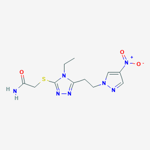 2-({4-ethyl-5-[2-(4-nitro-1H-pyrazol-1-yl)ethyl]-4H-1,2,4-triazol-3-yl}sulfanyl)acetamide