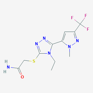 2-({4-ethyl-5-[1-methyl-3-(trifluoromethyl)-1H-pyrazol-5-yl]-4H-1,2,4-triazol-3-yl}sulfanyl)acetamide