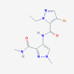 molecular formula C12H15BrN6O2 B4359087 4-{[(4-bromo-1-ethyl-1H-pyrazol-5-yl)carbonyl]amino}-N,1-dimethyl-1H-pyrazole-3-carboxamide 