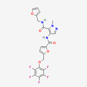 N-(2-FURYLMETHYL)-1-METHYL-4-[({5-[(2,3,4,5,6-PENTAFLUOROPHENOXY)METHYL]-2-FURYL}CARBONYL)AMINO]-1H-PYRAZOLE-5-CARBOXAMIDE