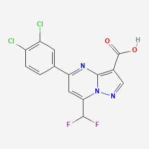 molecular formula C14H7Cl2F2N3O2 B4359230 5-(3,4-dichlorophenyl)-7-(difluoromethyl)pyrazolo[1,5-a]pyrimidine-3-carboxylic acid 