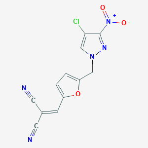 2-({5-[(4-CHLORO-3-NITRO-1H-PYRAZOL-1-YL)METHYL]-2-FURYL}METHYLENE)MALONONITRILE