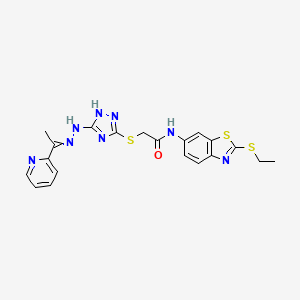 N-[2-(ethylthio)-1,3-benzothiazol-6-yl]-2-[(5-{2-[1-(2-pyridinyl)ethylidene]hydrazino}-4H-1,2,4-triazol-3-yl)thio]acetamide