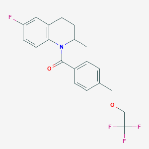 molecular formula C20H19F4NO2 B4359299 [6-FLUORO-2-METHYL-3,4-DIHYDRO-1(2H)-QUINOLINYL]{4-[(2,2,2-TRIFLUOROETHOXY)METHYL]PHENYL}METHANONE 