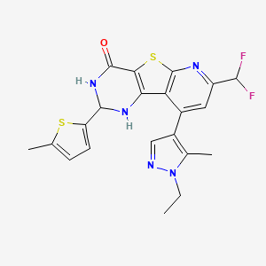 11-(difluoromethyl)-13-(1-ethyl-5-methylpyrazol-4-yl)-4-(5-methylthiophen-2-yl)-8-thia-3,5,10-triazatricyclo[7.4.0.02,7]trideca-1(9),2(7),10,12-tetraen-6-one