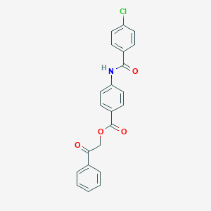 molecular formula C22H16ClNO4 B435939 Phenacyl 4-[(4-chlorobenzoyl)amino]benzoate CAS No. 351898-31-2