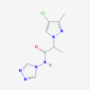 molecular formula C9H11ClN6O B4359401 2-(4-chloro-3-methyl-1H-pyrazol-1-yl)-N-(4H-1,2,4-triazol-4-yl)propanamide 