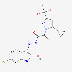 N'-(6-bromo-2-oxo-1,2-dihydro-3H-indol-3-ylidene)-2-[5-cyclopropyl-3-(trifluoromethyl)-1H-pyrazol-1-yl]propanohydrazide