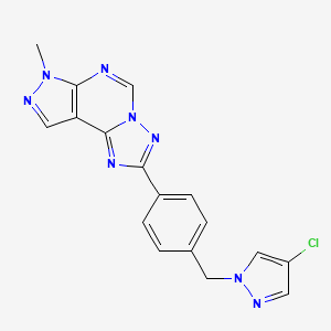 molecular formula C17H13ClN8 B4359556 2-{4-[(4-chloro-1H-pyrazol-1-yl)methyl]phenyl}-7-methyl-7H-pyrazolo[4,3-e][1,2,4]triazolo[1,5-c]pyrimidine 