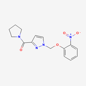 {1-[(2-NITROPHENOXY)METHYL]-1H-PYRAZOL-3-YL}(1-PYRROLIDINYL)METHANONE