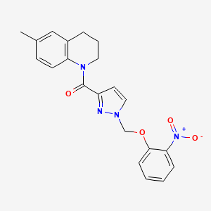 molecular formula C21H20N4O4 B4359723 [6-METHYL-3,4-DIHYDRO-1(2H)-QUINOLINYL]{1-[(2-NITROPHENOXY)METHYL]-1H-PYRAZOL-3-YL}METHANONE 