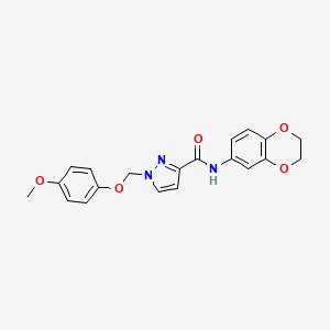 molecular formula C20H19N3O5 B4359788 N-(2,3-dihydro-1,4-benzodioxin-6-yl)-1-[(4-methoxyphenoxy)methyl]-1H-pyrazole-3-carboxamide 