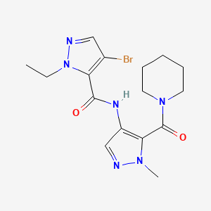 molecular formula C16H21BrN6O2 B4359827 4-BROMO-1-ETHYL-N-[1-METHYL-5-(PIPERIDINOCARBONYL)-1H-PYRAZOL-4-YL]-1H-PYRAZOLE-5-CARBOXAMIDE 