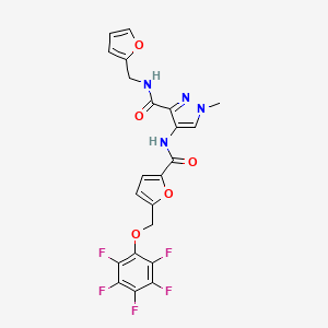 molecular formula C22H15F5N4O5 B4359835 N-(2-FURYLMETHYL)-1-METHYL-4-[({5-[(2,3,4,5,6-PENTAFLUOROPHENOXY)METHYL]-2-FURYL}CARBONYL)AMINO]-1H-PYRAZOLE-3-CARBOXAMIDE 