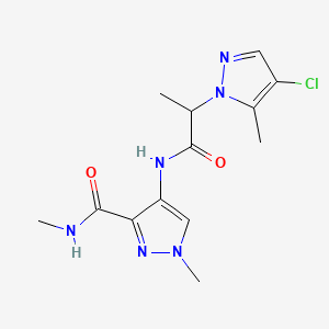 molecular formula C13H17ClN6O2 B4359865 4-{[2-(4-CHLORO-5-METHYL-1H-PYRAZOL-1-YL)PROPANOYL]AMINO}-N~3~,1-DIMETHYL-1H-PYRAZOLE-3-CARBOXAMIDE 