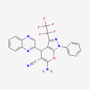 6-AMINO-3-(1,1,2,2,2-PENTAFLUOROETHYL)-1-PHENYL-4-(2-QUINOXALINYL)-1,4-DIHYDROPYRANO[2,3-C]PYRAZOL-5-YL CYANIDE