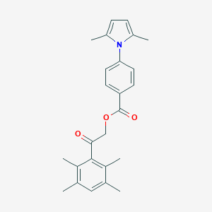 molecular formula C25H27NO3 B435991 2-oxo-2-(2,3,5,6-tetramethylphenyl)ethyl 4-(2,5-dimethyl-1H-pyrrol-1-yl)benzoate 