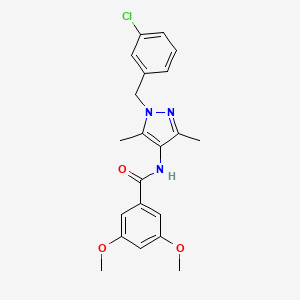 molecular formula C21H22ClN3O3 B4359919 N-[1-(3-chlorobenzyl)-3,5-dimethyl-1H-pyrazol-4-yl]-3,5-dimethoxybenzamide 