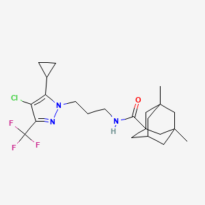 molecular formula C23H31ClF3N3O B4359988 N-{3-[4-chloro-5-cyclopropyl-3-(trifluoromethyl)-1H-pyrazol-1-yl]propyl}-3,5-dimethyl-1-adamantanecarboxamide 