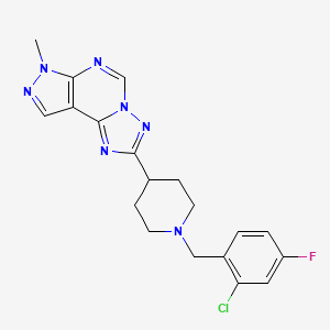 molecular formula C19H19ClFN7 B4360044 2-[1-(2-CHLORO-4-FLUOROBENZYL)-4-PIPERIDYL]-7-METHYL-7H-PYRAZOLO[4,3-E][1,2,4]TRIAZOLO[1,5-C]PYRIMIDINE 