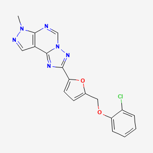 molecular formula C18H13ClN6O2 B4360050 2-{5-[(2-chlorophenoxy)methyl]-2-furyl}-7-methyl-7H-pyrazolo[4,3-e][1,2,4]triazolo[1,5-c]pyrimidine 