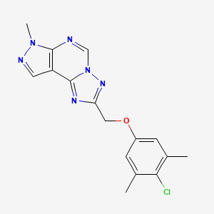 molecular formula C16H15ClN6O B4360053 2-[(4-chloro-3,5-dimethylphenoxy)methyl]-7-methyl-7H-pyrazolo[4,3-e][1,2,4]triazolo[1,5-c]pyrimidine 