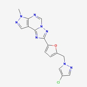 2-{5-[(4-chloro-1H-pyrazol-1-yl)methyl]-2-furyl}-7-methyl-7H-pyrazolo[4,3-e][1,2,4]triazolo[1,5-c]pyrimidine