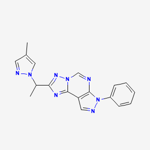 molecular formula C18H16N8 B4360116 2-[1-(4-methyl-1H-pyrazol-1-yl)ethyl]-7-phenyl-7H-pyrazolo[4,3-e][1,2,4]triazolo[1,5-c]pyrimidine 