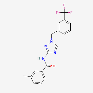 molecular formula C18H15F3N4O B4360204 3-methyl-N-{1-[3-(trifluoromethyl)benzyl]-1H-1,2,4-triazol-3-yl}benzamide 