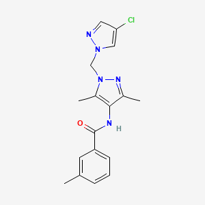 N-{1-[(4-chloro-1H-pyrazol-1-yl)methyl]-3,5-dimethyl-1H-pyrazol-4-yl}-3-methylbenzamide