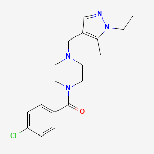 molecular formula C18H23ClN4O B4360265 (4-CHLOROPHENYL){4-[(1-ETHYL-5-METHYL-1H-PYRAZOL-4-YL)METHYL]PIPERAZINO}METHANONE 