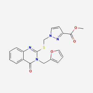 molecular formula C19H16N4O4S B4360306 METHYL 1-({[3-(2-FURYLMETHYL)-4-OXO-3,4-DIHYDRO-2-QUINAZOLINYL]SULFANYL}METHYL)-1H-PYRAZOLE-3-CARBOXYLATE 